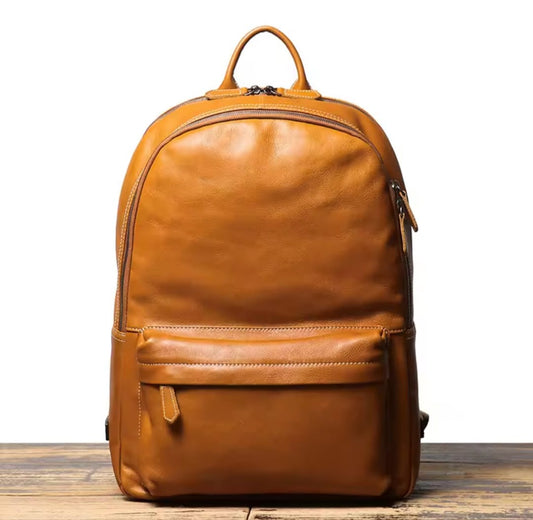 Vintage Genuine Leather Men's and women Backpack Casual Travel Backpack