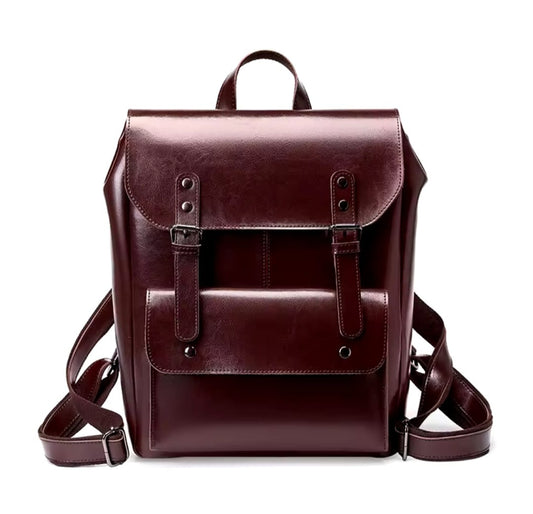 Genuine Leather Backpack for Women Vintage Preppy Style Backpacks